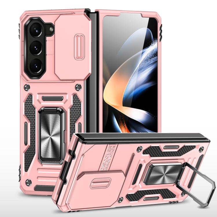 

For Samsung Galaxy Z Fold6 5G Armor PC + TPU Camera Shield Phone Case(Rose Gold)