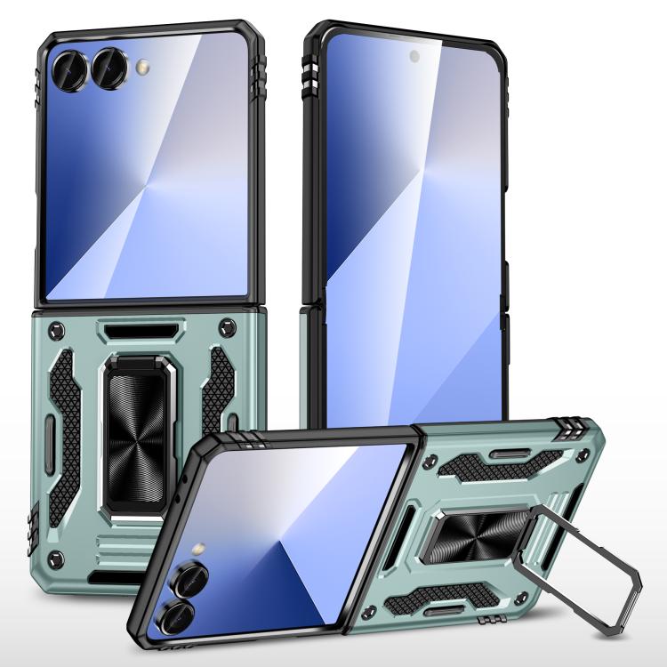 

For Samsung Galaxy Z Flip7 5G Armor PC + TPU Camera Shield Phone Case(Alpine Green)