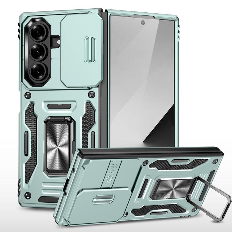 

For Samsung Galaxy Z Fold7 5G Armor PC + TPU Camera Shield Phone Case(Alpine Green)