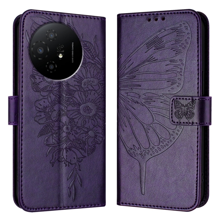 

For TCL 50 XL 5G Embossed Butterfly Leather Phone Case(Dark Purple)