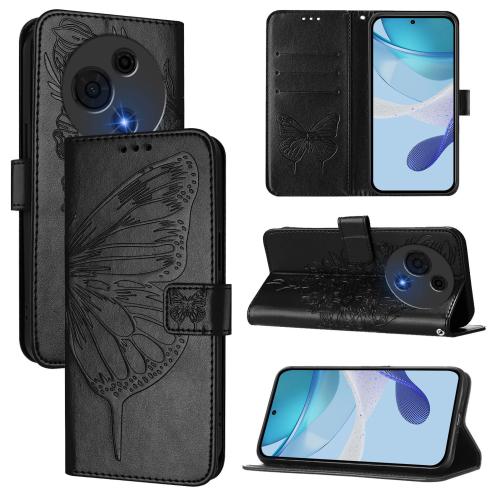 

For TCL 60 NxtPaper Embossed Butterfly Leather Phone Case(Black)