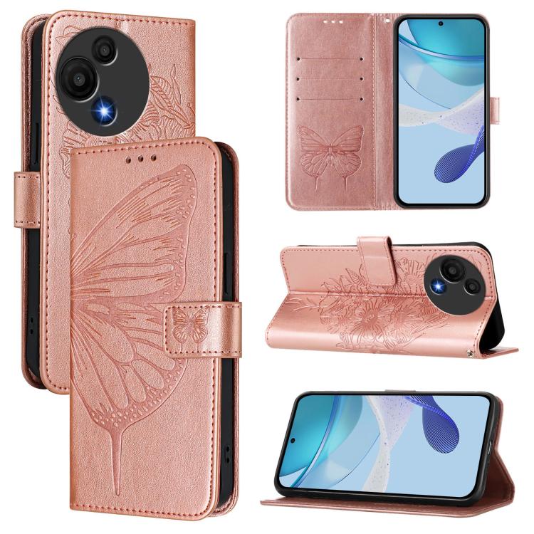 

For TCL 60 SE NxtPaper / 605 Embossed Butterfly Leather Phone Case(Rose Gold)