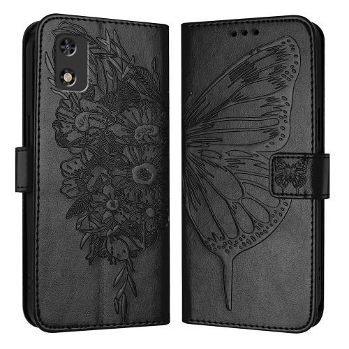 

For Tecno Pop 5c / Itel A23 Pro/A17 Embossed Butterfly Leather Phone Case(Black)