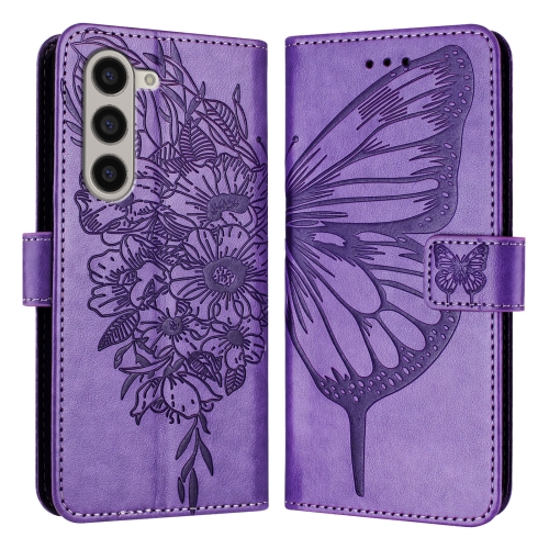 

For Samsung Galaxy Z Fold5 Embossed Butterfly Leather Phone Case(Light Purple)