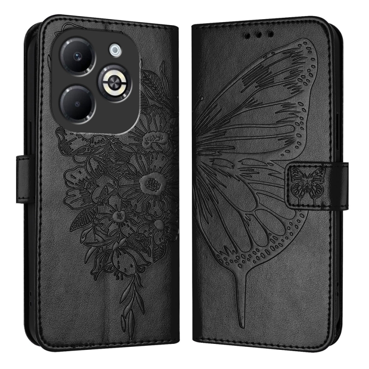 

For Infinix Smart 8 Plus / Smart 8 Pro Embossed Butterfly Leather Phone Case(Black)