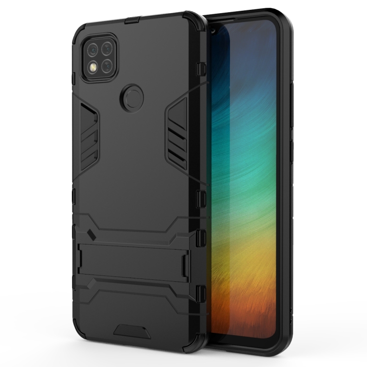 

For Xiaomi Redmi 9C PC + TPU Shockproof Protective Case with Holder(Black)