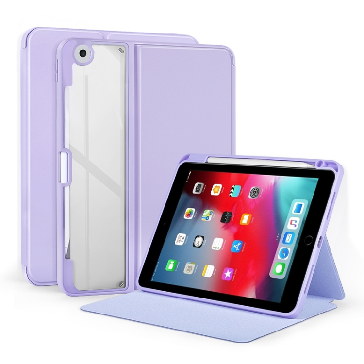 

For iPad Pro 9.7 / 9.7 2018 / 2017 2-Fold Clear Acrylic Leather Tablet Case(Light Purple)