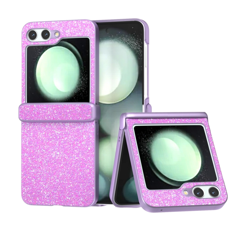 

For Samsung Galaxy Z Flip6 Glitter Powder Diamond Paint Shockproof Phone Case(Dark Pink)