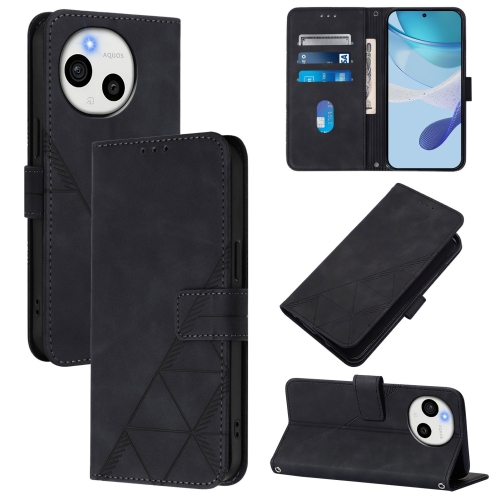 

For Sharp Aquos Sense9 Plus Crossbody 3D Embossed Flip Leather Phone Case(Black)