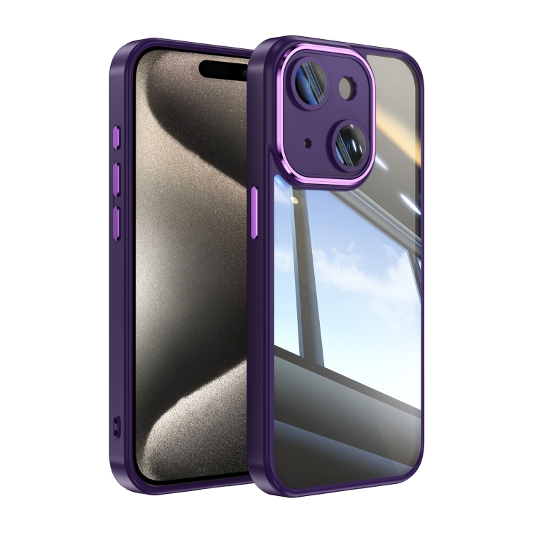 

For iPhone 15 Acrylic Hybrid TPU Armor Shockproof Phone Case(Purple)