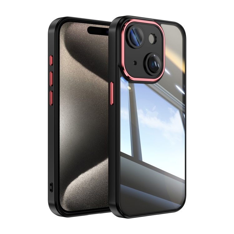 

For iPhone 13 Acrylic Hybrid TPU Armor Shockproof Phone Case(Black Red)