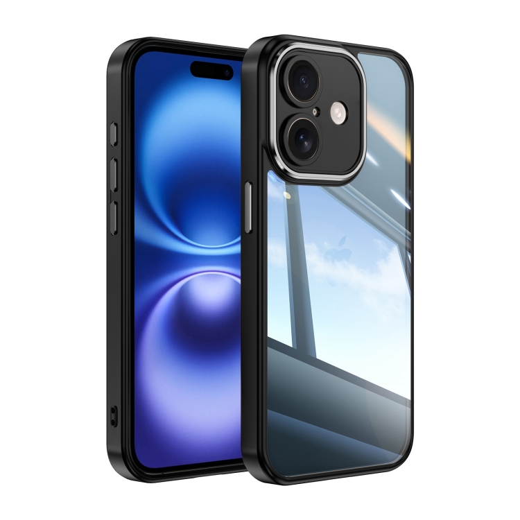 

For iPhone 16 Acrylic Hybrid TPU Armor Shockproof Phone Case(Black)