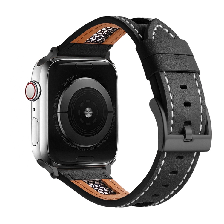Apple Watch Series 3 38mm メッシュカーフスキン本革ウォッチバンド 