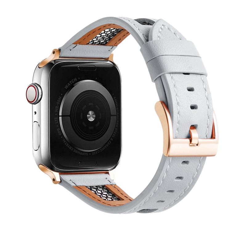 For Apple Watch Series 42mm Mesh Calfskin Genuine Leather