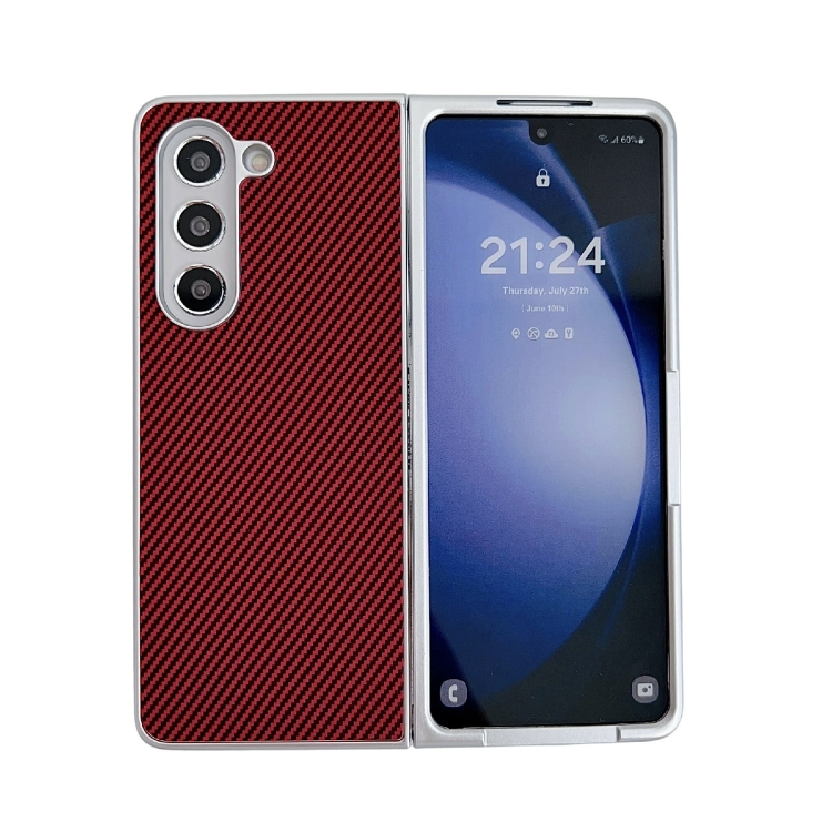 

For Samsung Galaxy Z Fold6 Kevlar Carbon Fiber Ultra-thin Shockproof Phone Case(Red)