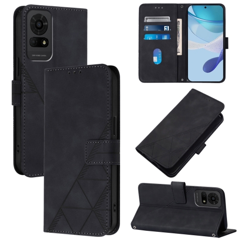 

For TCL 50 LE 5G Crossbody 3D Embossed Flip Leather Phone Case(Black)