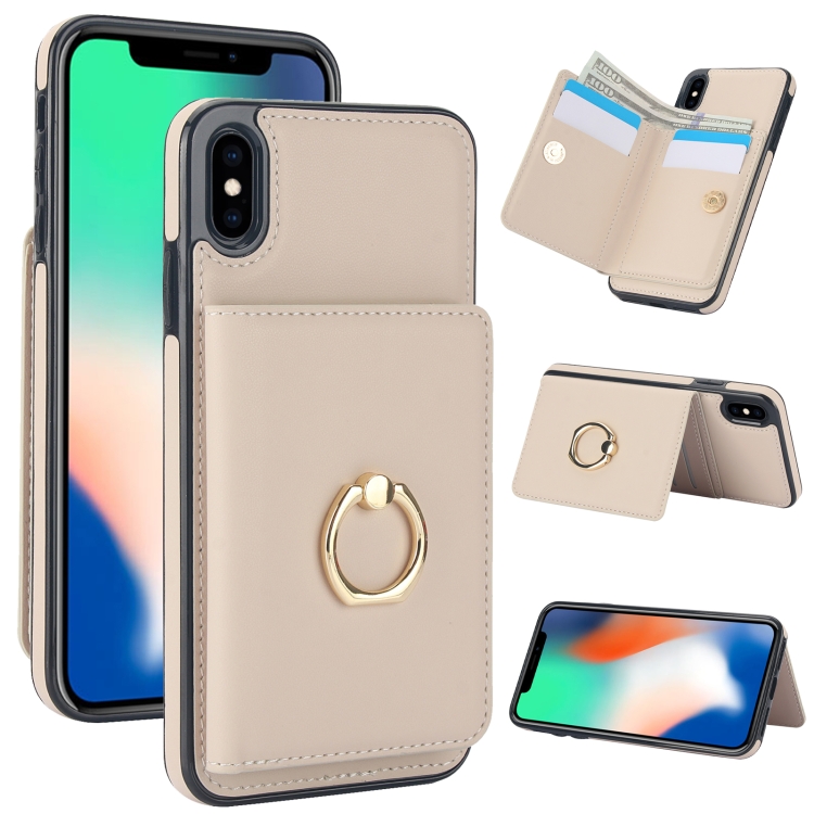 

For iPhone XS Max RFID Anti-theft Card Ring Holder Phone Case(White)