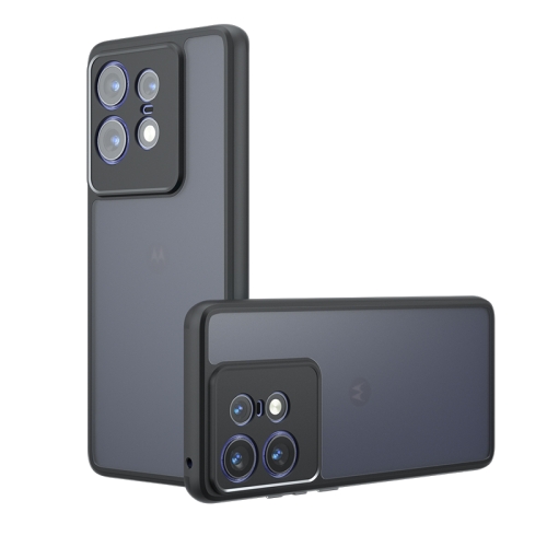 

For Motorola Edge 50 Pro Frosted TPU + Transparent PC Phone Case(Black)