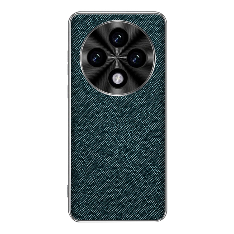 

For OPPO A3 Pro Silver Edge Cross Texture PU Leather Phone Case(Dark Green)