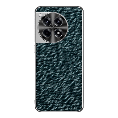 

For OnePlus Ace 3 Silver Edge Cross Texture PU Leather Phone Case(Dark Green)