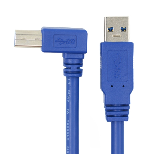 

USB 3.0 A Male to B Male 90 Degree Connector Cable for Printer / Hard Disk, Length: 1m(Blue)