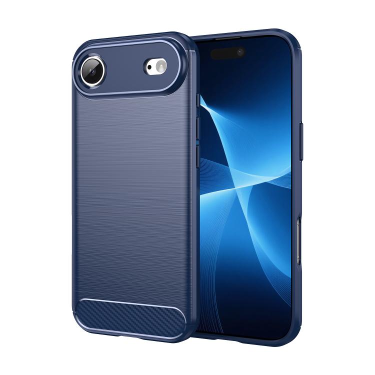 

For iPhone 17 Air Brushed Texture Carbon Fiber TPU Phone Case(Blue)