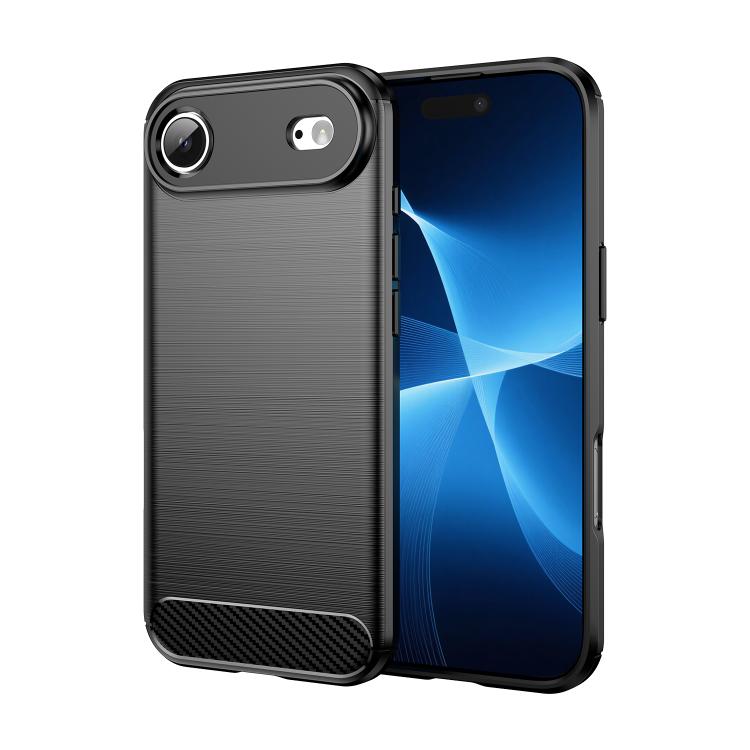 

For iPhone 17 Air Brushed Texture Carbon Fiber TPU Phone Case(Black)