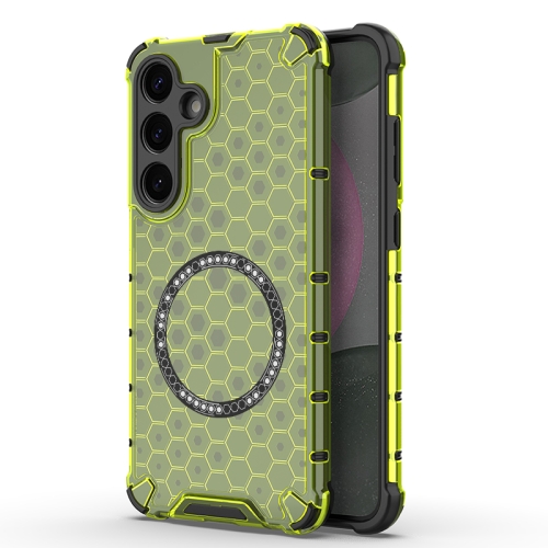 

or Samsung Galaxy S25+ 5G Honeycomb Magnetic Ring Shockproof Phone Case(Green)