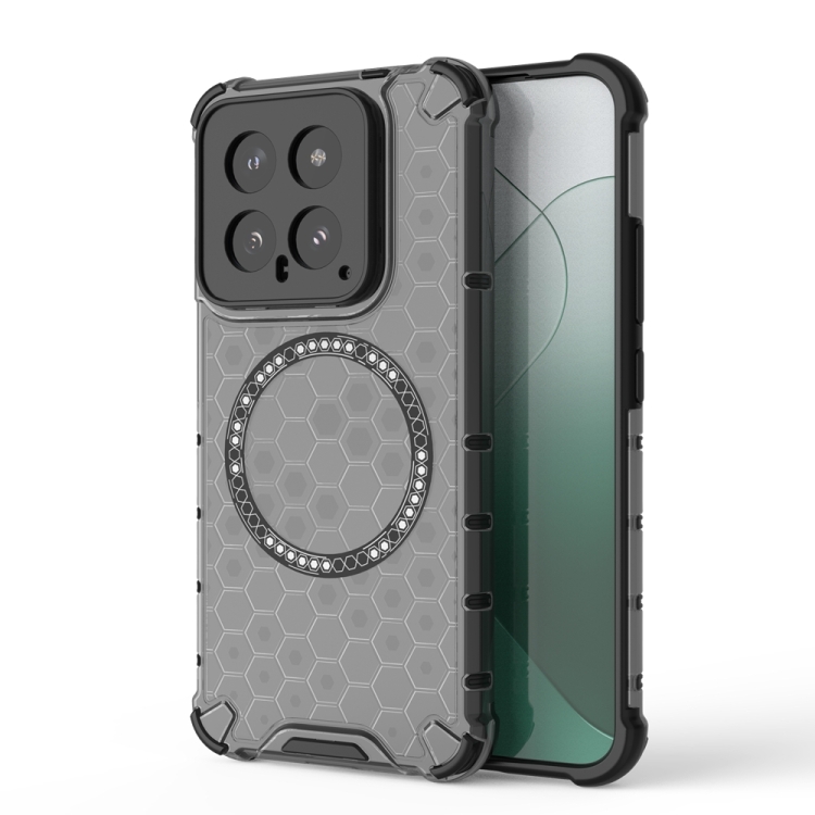 

For Xiaomi 14 Honeycomb Magnetic Ring Shockproof Phone Case(Black)