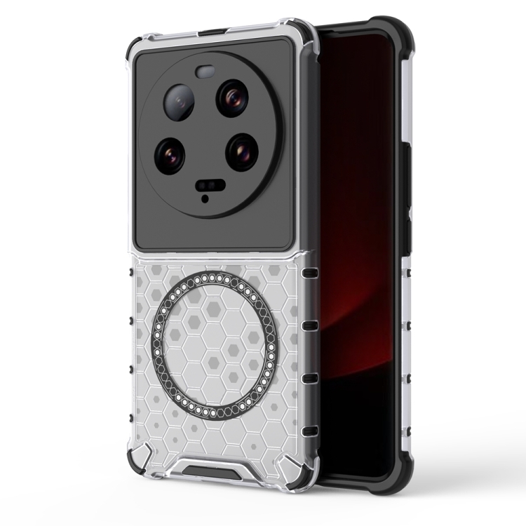 

For Xiaomi 13 Ultra Honeycomb Magnetic Ring Shockproof Phone Case(White)