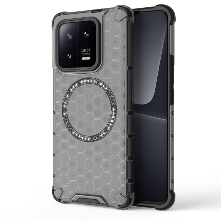 

For Xiaomi 13 Pro Honeycomb Magnetic Ring Shockproof Phone Case(Black)