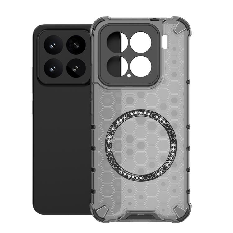 

For Xiaomi 15 Honeycomb Magnetic Ring Shockproof Phone Case(Black)