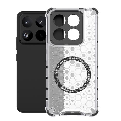 For Xiaomi 15 Pro Honeycomb Magnetic Ring Shockproof Phone Case(White)