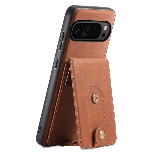 

For Google Pixel 9 Pro Denior D14 NK Retro Pattern MagSafe Magnetic Card Holder Leather Phone Case(Brown)