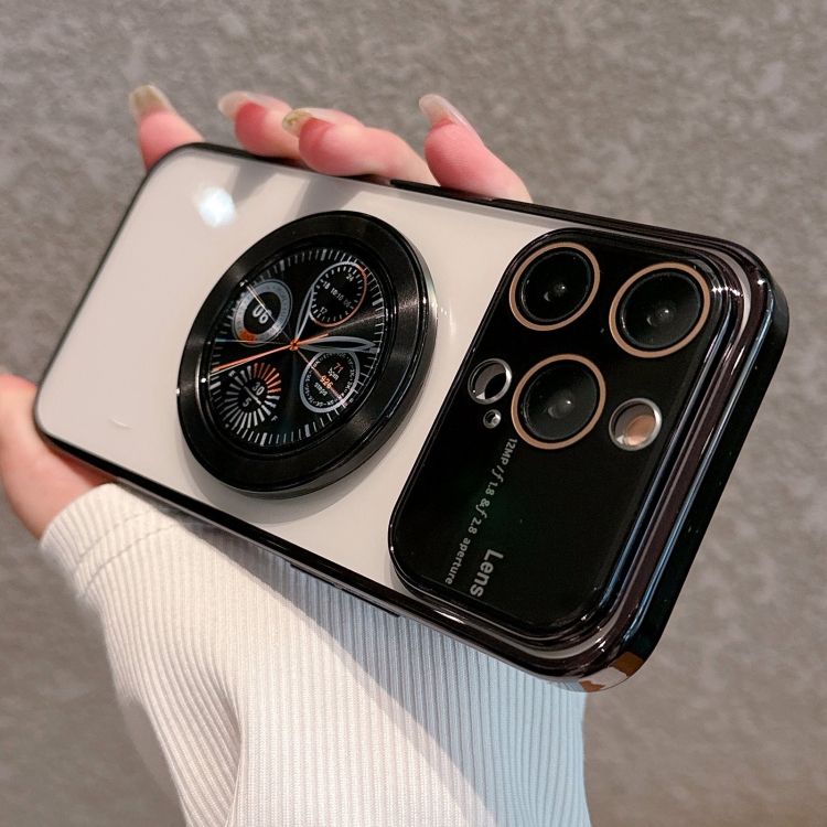 For iPhone 14 Pro Max Electroplated Large Window Bracket PC Phone