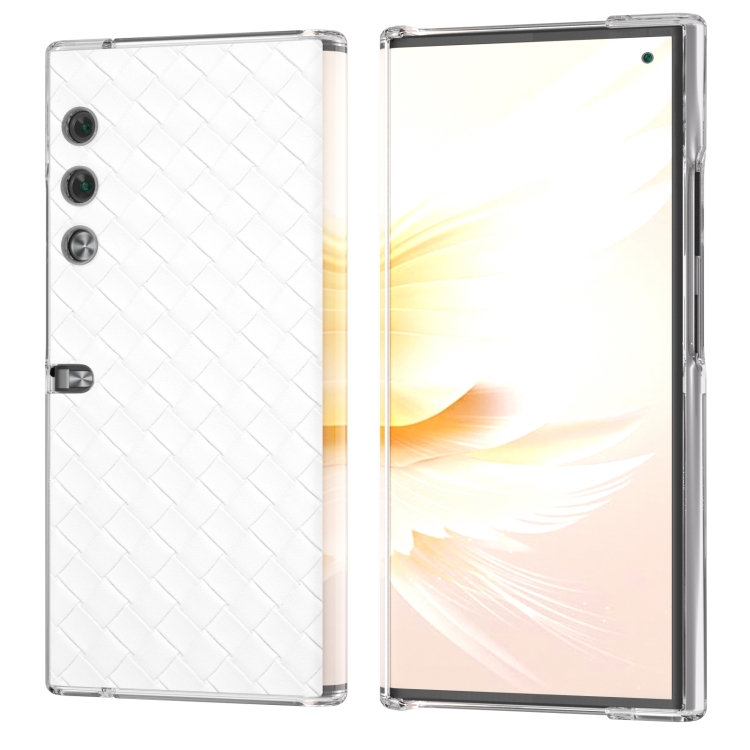 

For Honor V Purse Woven Texture Transparent Frame PU Phone Case(White)