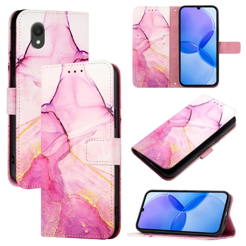 

For TCL 201 PT003 Marble Pattern Flip Leather Phone Case(Pink Purple Gold)