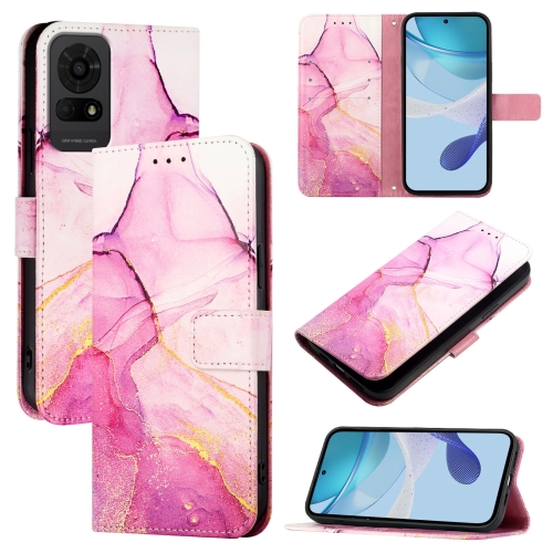 

For TCL 50 LE PT003 Marble Pattern Flip Leather Phone Case(Pink Purple Gold)