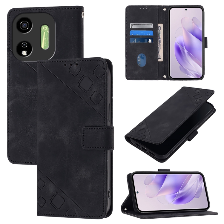 

For Itel P55 5G Skin Feel Embossed Leather Phone Case(Black)
