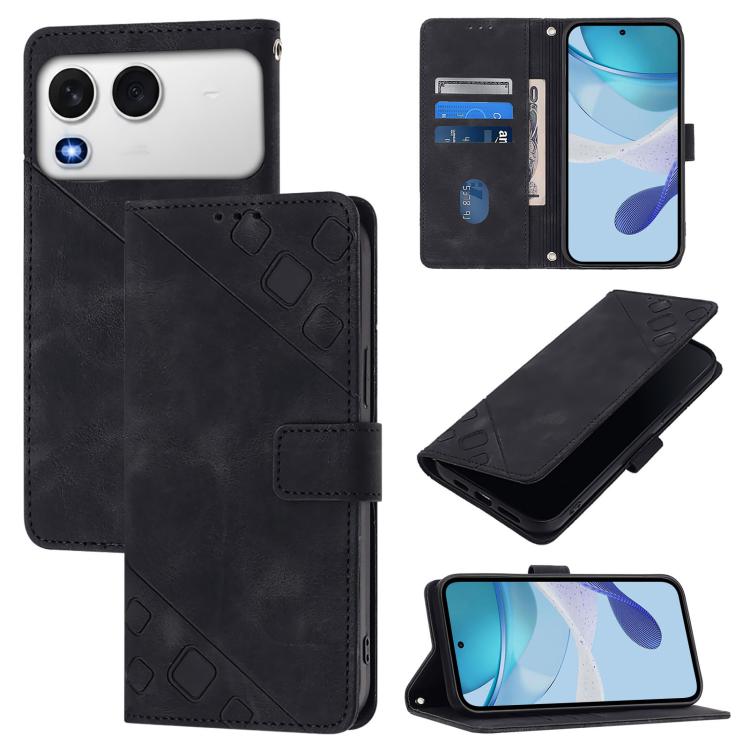 

For itel A200 / A200+ 4G Global Skin Feel Embossed Leather Phone Case(Black)