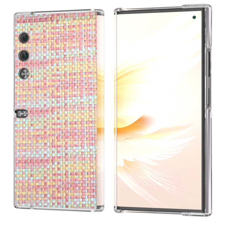 

For Honor V Purse Colorful Rhombic Texture Transparent Frame PU Phone Case(Pink)