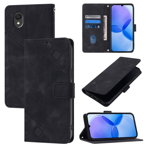 

For TCL 201 Skin Feel Embossed Leather Phone Case(Black)