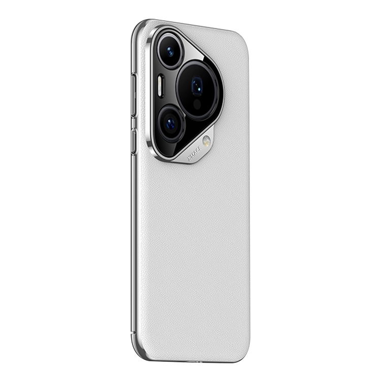 

For Huawei Pura 70 Pro Plain Leather PC Phone Case(Silver)