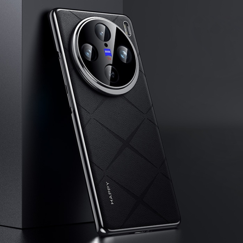 

For vivo X100 Pro / X100s Pro Plain Leather PC Phone Case(Black)