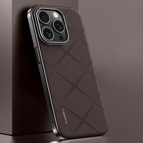 

For iPhone 13 Pro Plain Leather PC Phone Case(Brown)