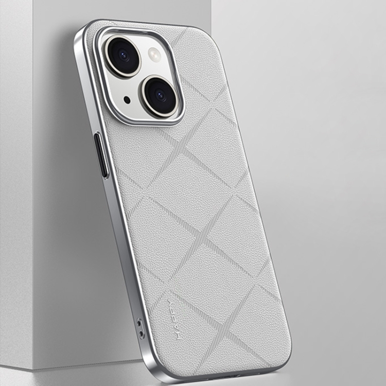 

For iPhone 14 Plain Leather PC Phone Case(White)