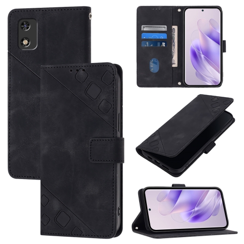 

For Tecno Pop 5c Skin Feel Embossed Leather Phone Case(Black)