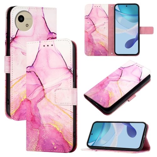 

For Sharp Aquos Wish 4 SH-52E PT003 Marble Pattern Flip Leather Phone Case(Pink Purple Gold)