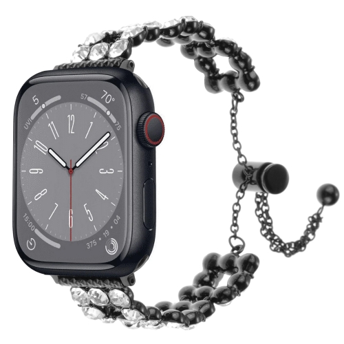 

For Apple Watch SE 2023 44mm Rhinestone Metal Bracelet Watch Band(Black)