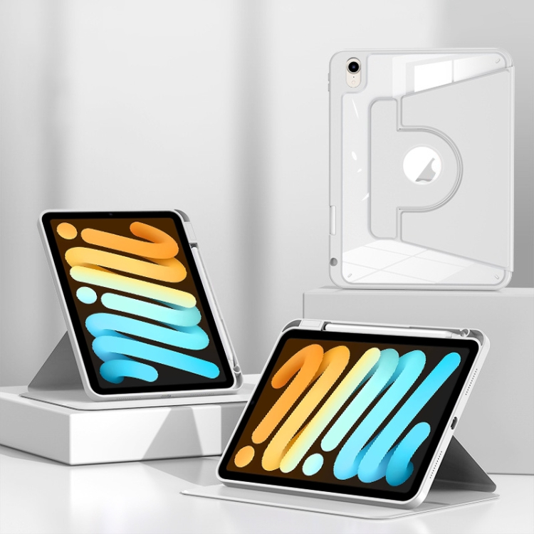 

For iPad mini 6 Magnetic Split Leather Smart Tablet Case with Pen Slot(White)